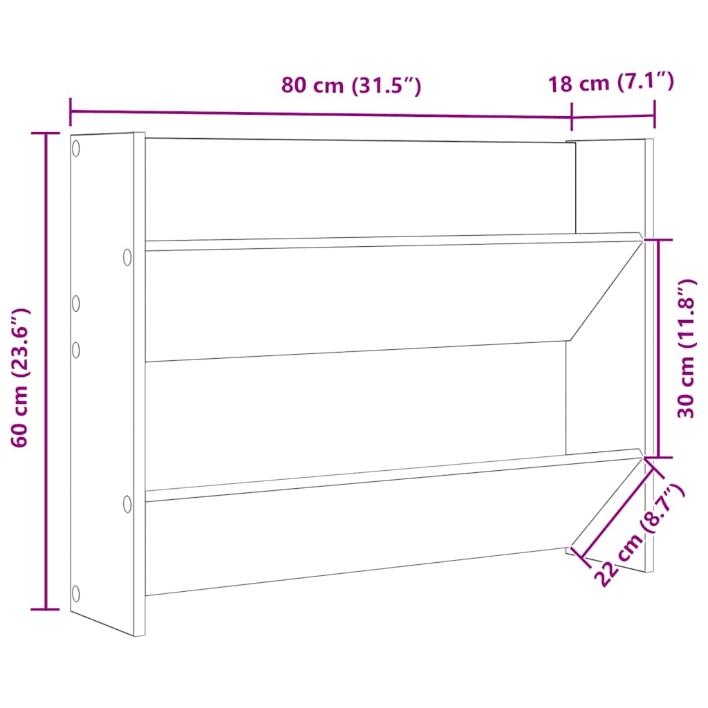 Wand-Schuhschränke 2 Stk. Sonoma-Eiche 80x18x60cm Holzwerkstoff