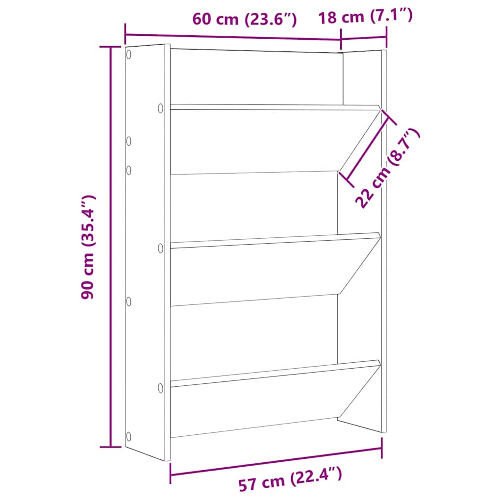 Wand-Schuhschrank Sonoma-Eiche 60x18x90 cm Holzwerkstoff