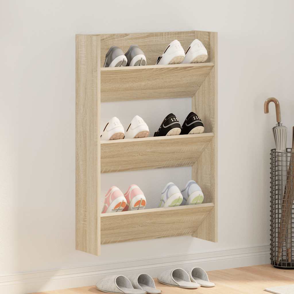 Wand-Schuhschrank Sonoma-Eiche 60x18x90 cm Holzwerkstoff
