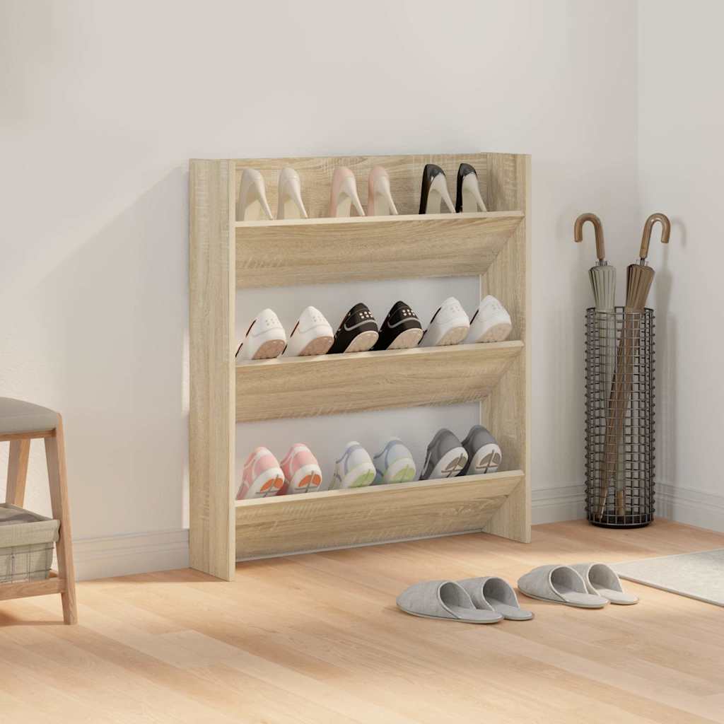 Wand-Schuhschrank Sonoma-Eiche 80x18x90 cm Holzwerkstoff