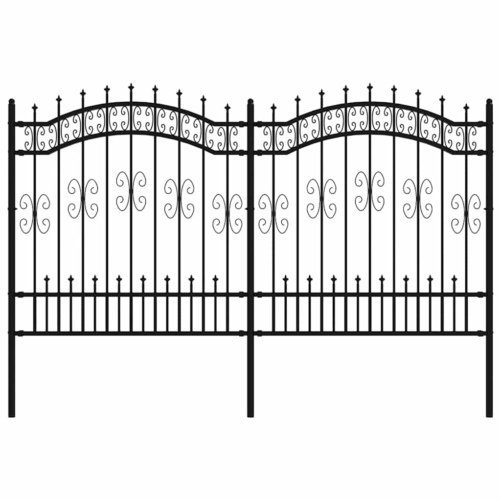 Gartenzaun Kampen mit Speerspitze Schwarz 240 x 125 cm Stahl