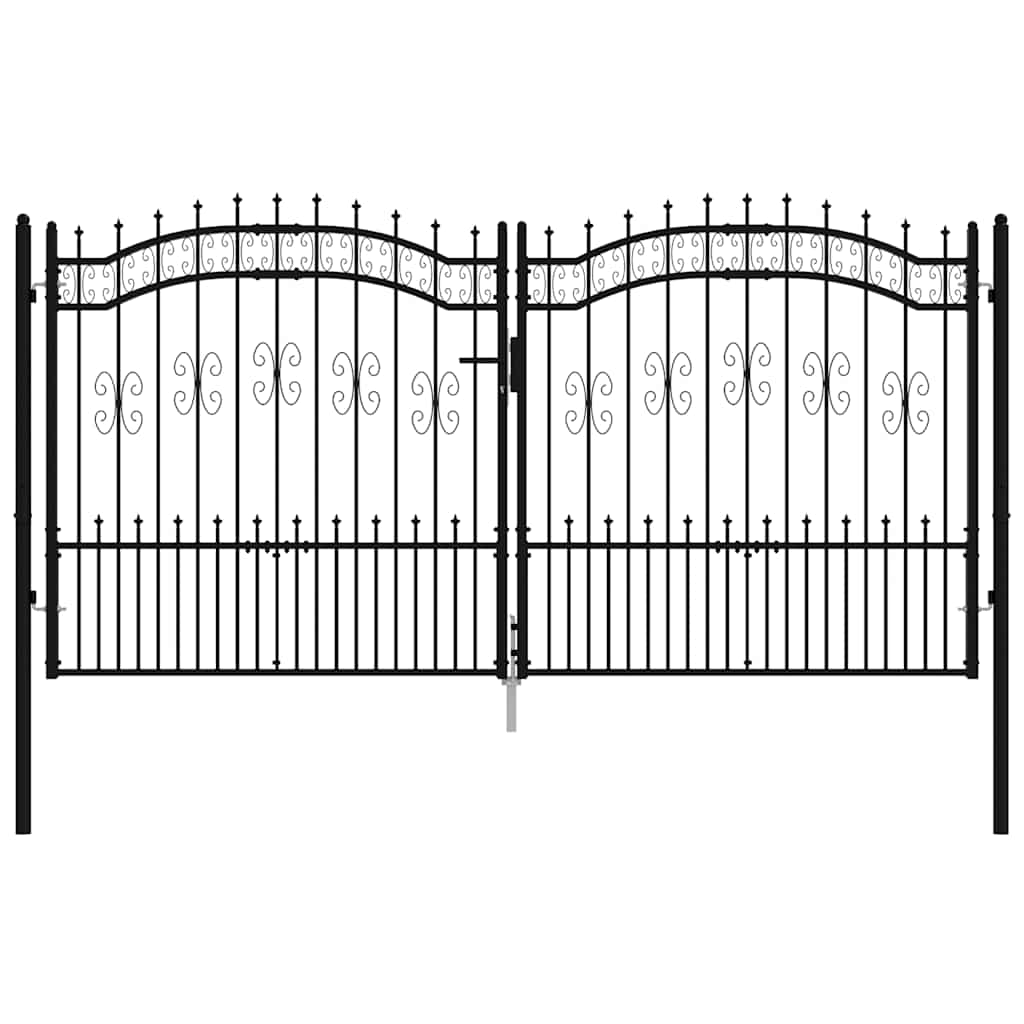 Gartentor Kampen mit Speerspitze Schwarz 302 x 150 cm Stahl