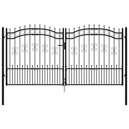 Gartentor Kampen mit Speerspitze Schwarz 302 x 150 cm Stahl