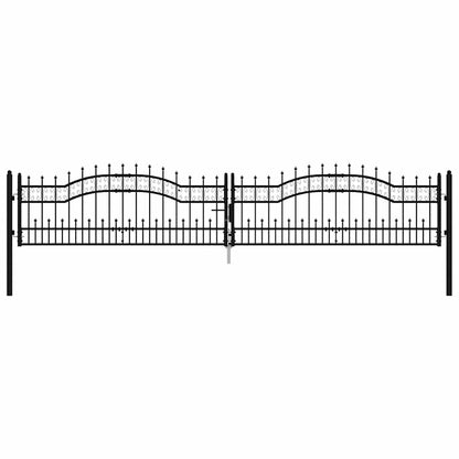 Gartentor Kampen mit Speerspitze Schwarz 394,5 x 78 cm Stahl