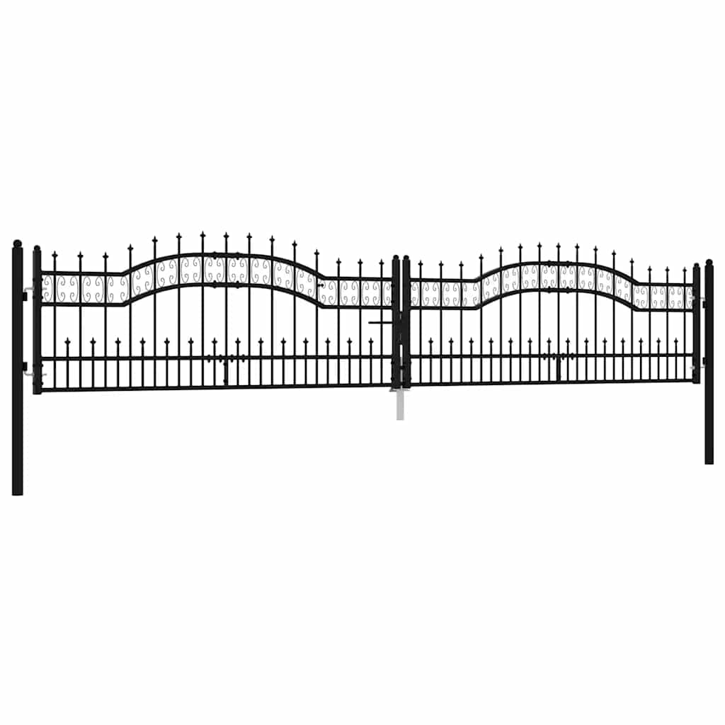Gartentor Kampen mit Speerspitze Schwarz 394,5 x 78 cm Stahl