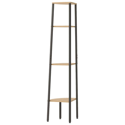 4-stöckiges Eckregal Hellbraun und Schwarz 45,5 x 31,5 x 150 cm