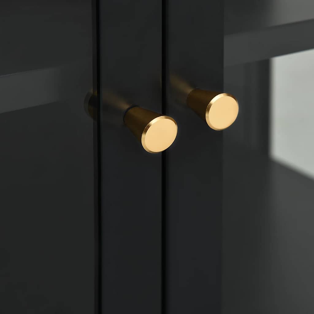 Sideboard Schwarz 70x35x70 cm Stahl und Glas