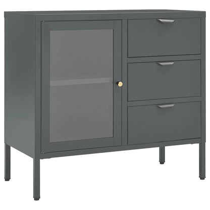 Sideboard Anthrazit 75x35x70 cm Stahl und Hartglas