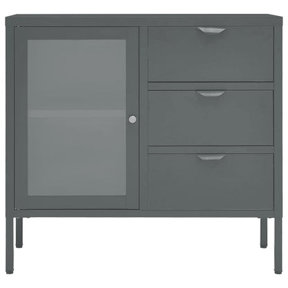 Sideboard Anthrazit 75x35x70 cm Stahl und Hartglas