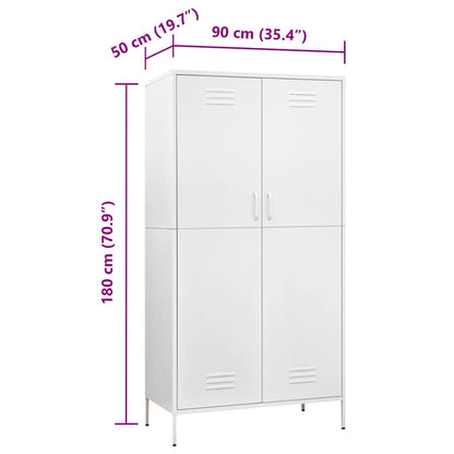 Kleiderschrank Weiß 90x50x180 cm Stahl