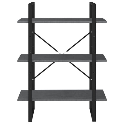 Bücherregal 3 Böden Grau 80x30x105 cm Massivholz Kiefer
