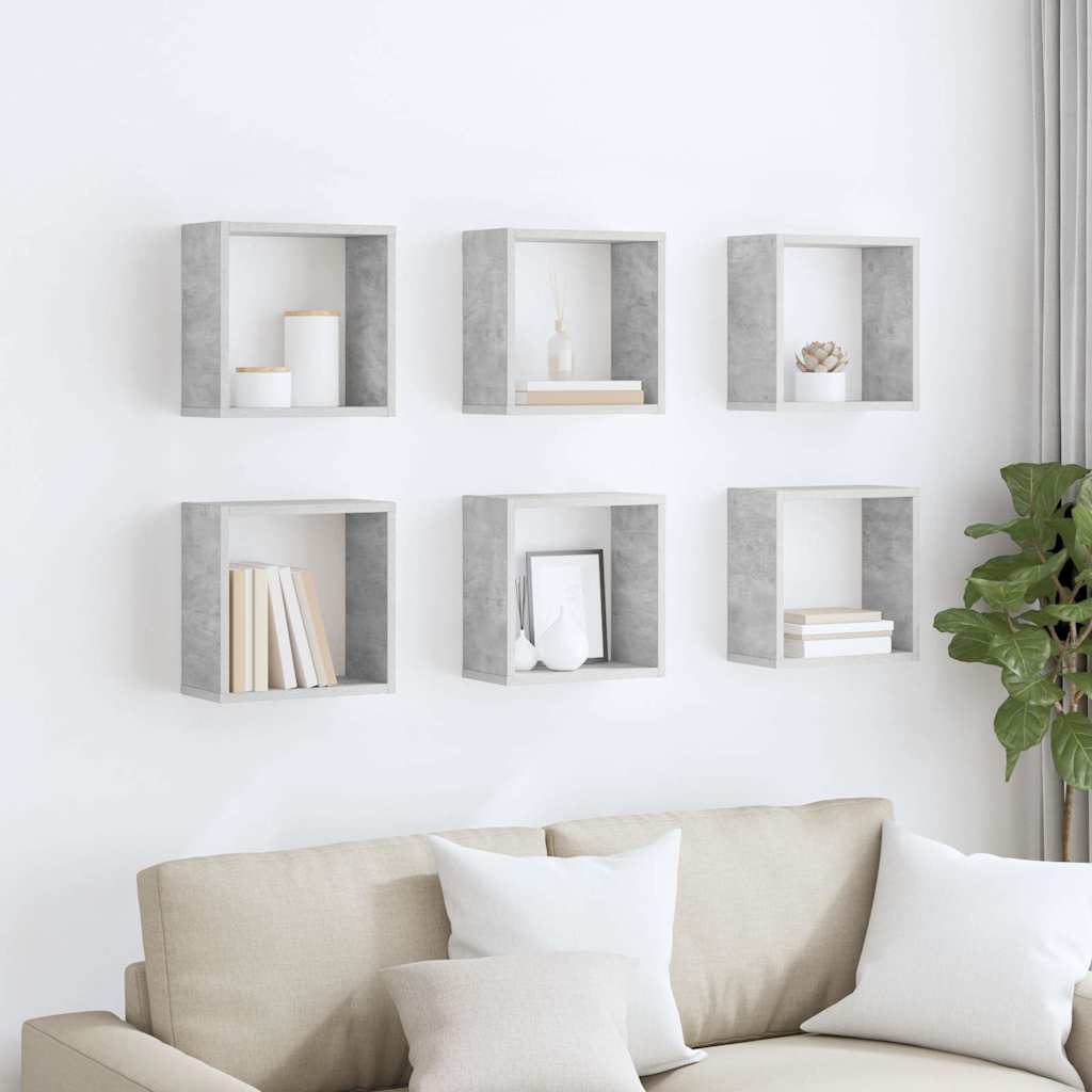 Würfelregale 6 Stk. Betongrau 30x15x30 cm