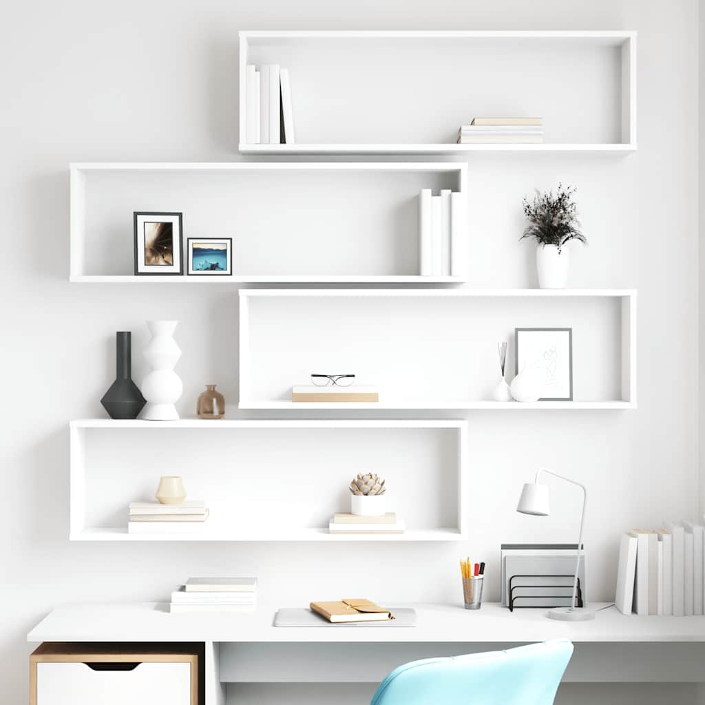 Würfelregale 4 Stk. Weiß 100x15x30 cm Holzwerkstoff