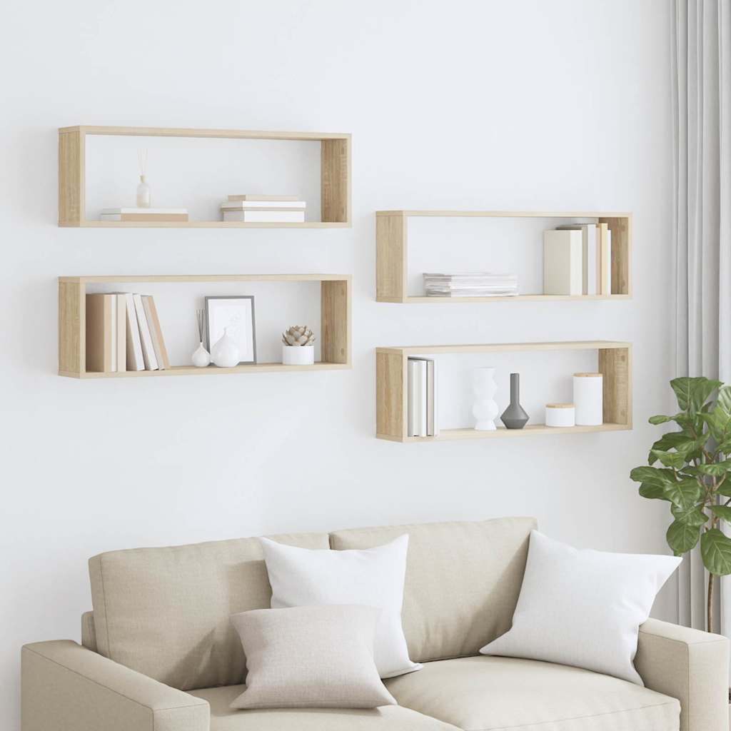 Würfelregale 4 Stk. Sonoma-Eiche 80x15x26,5 cm Holzwerkstoff