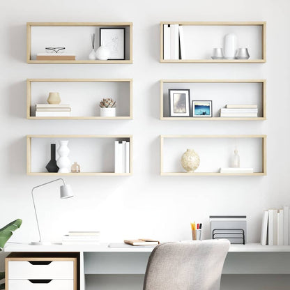 Würfelregale 6 Stk. Sonoma-Eiche 60x15x23 cm Holzwerkstoff