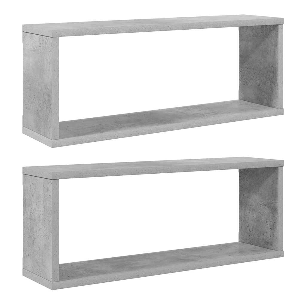 Würfelregale 2 Stk. Betongrau 60x15x23 cm Holzwerkstoff