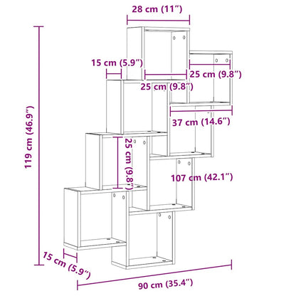 Würfelregal Betongrau 90x15x119 cm Holzwerkstoff