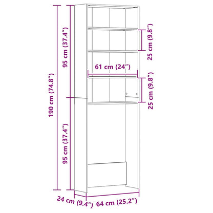 Waschmaschinenschrank Sonoma-Eiche 64x24x190 cm
