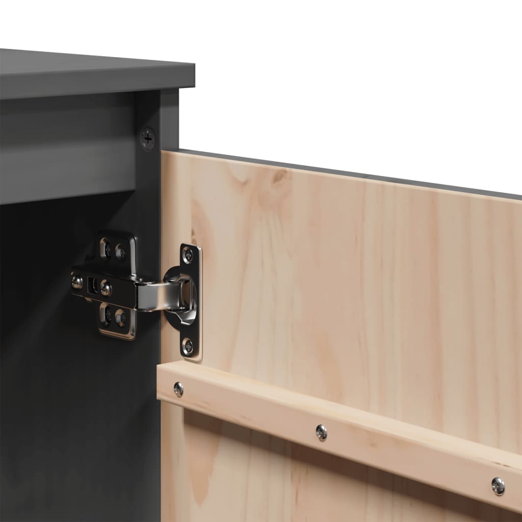 Beistellschrank Grau 60x36x65 cm Massivholz Kiefer