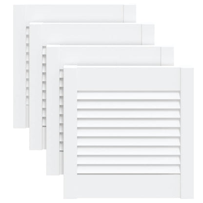 Schranktüren Lamellen-Design 4 Stk Weiß 39,5x39,4 cm Massivholz