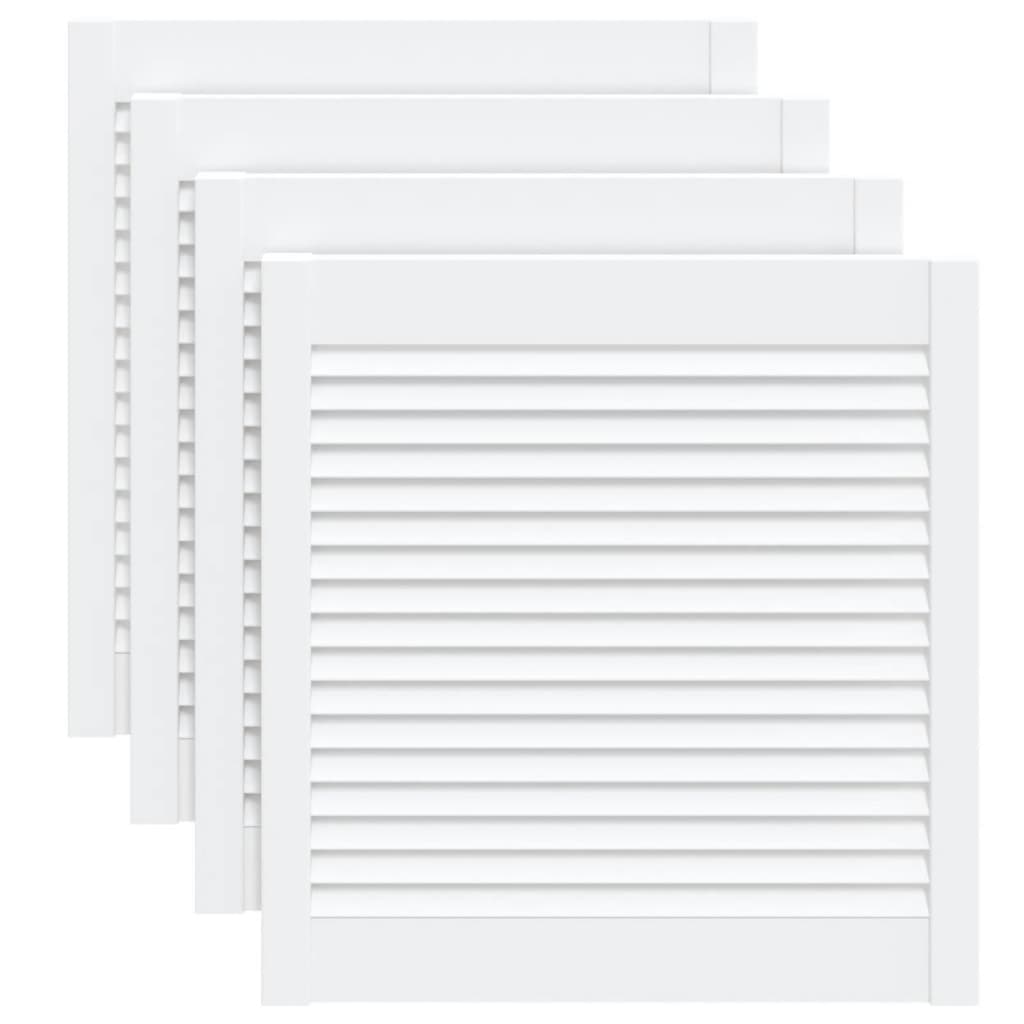 Schranktüren Lamellen-Design 4 Stk Weiß 61,5x59,4 cm Massivholz