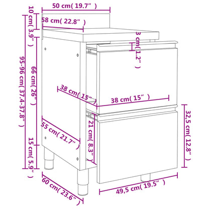 Gewerbe-Küchenschrank mit 2 Schubladen 50x60x96 cm