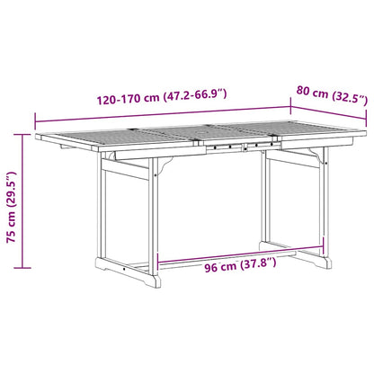 Garten-Esstisch (120-170)x80x75 cm Massivholz Akazie