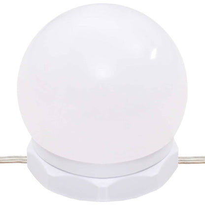 Schminktisch mit LED Hochglanz-Weiß 74,5x40x141 cm