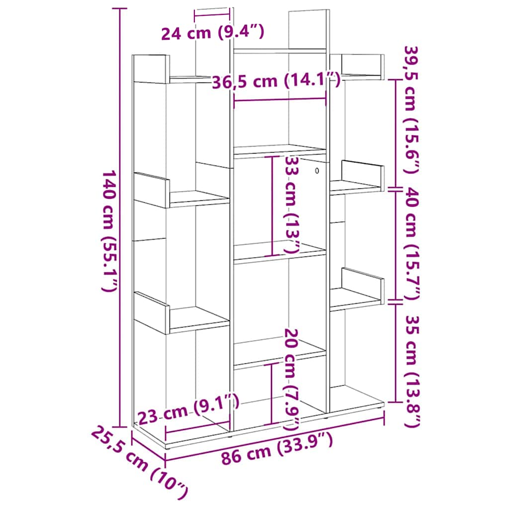 Bücherregal Sonoma-Eiche 86x25,5x140 cm Holzwerkstoff