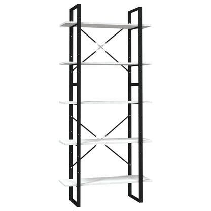 Bücherregal 5 Fächer Weiß 80x30x175 cm Massivholz Kiefer