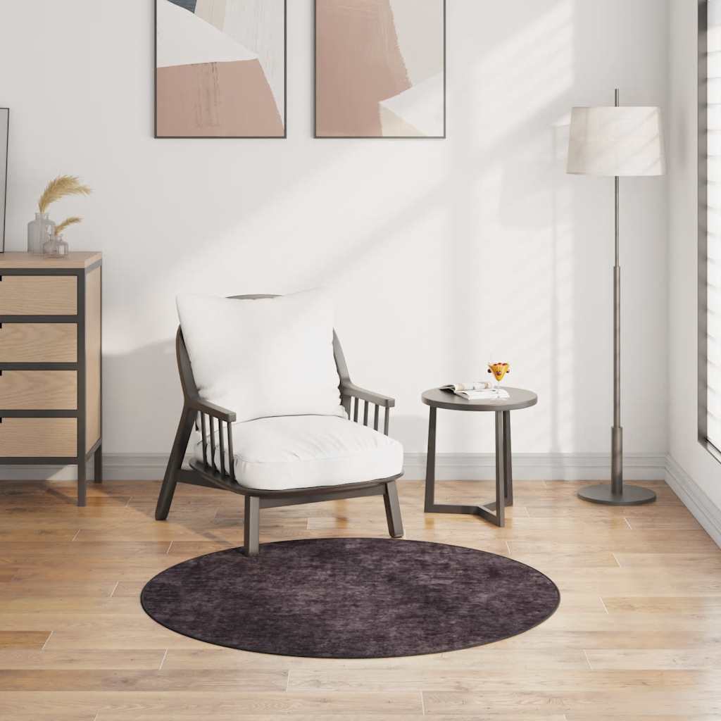 Teppich Waschbar φ120 cm Anthrazit Rutschfest