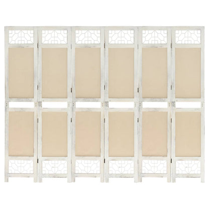 6-tlg. Raumteiler Creme 210x165 cm Stoff