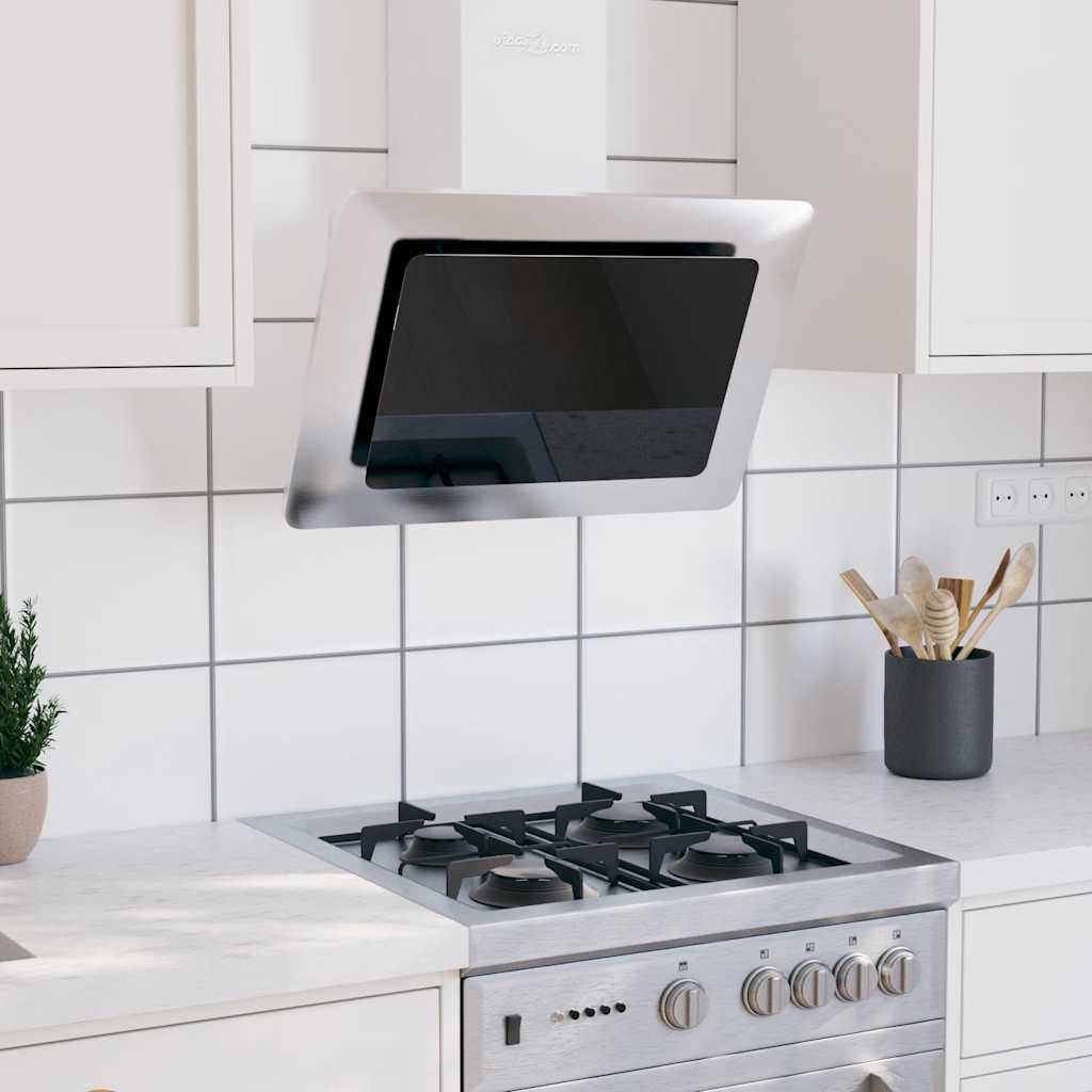 Dunstabzugshaube 60 cm Edelstahl und Hartglas Silbern