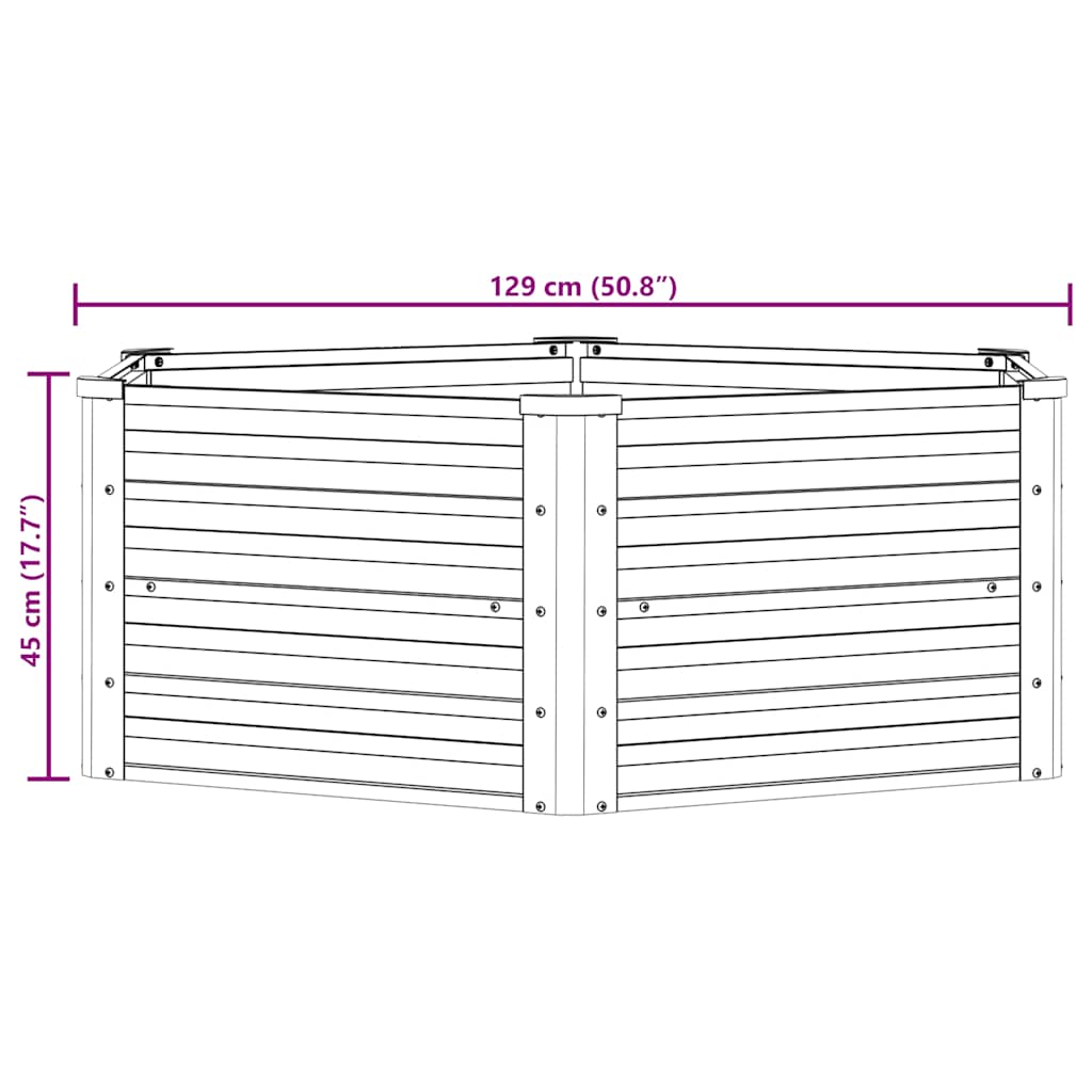 Garten-Hochbeet 129x45 cm Verzinkter Stahl Silber