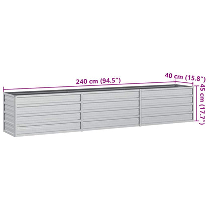 Garten-Hochbeet 240x40x45 cm Verzinkter Stahl Silber