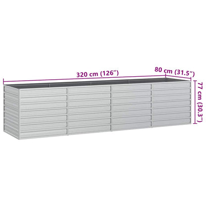 Garten-Hochbeet 320x80x77 cm Verzinkter Stahl Silber