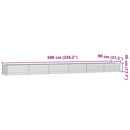 Garten-Hochbeet 600x80x45 cm Verzinkter Stahl Silber