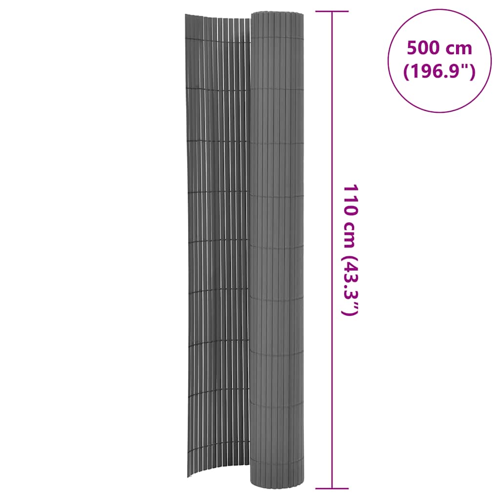 Gartenzaun Doppelseitig 110x500 cm Grau