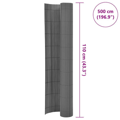 Gartenzaun Doppelseitig 110x500 cm Grau