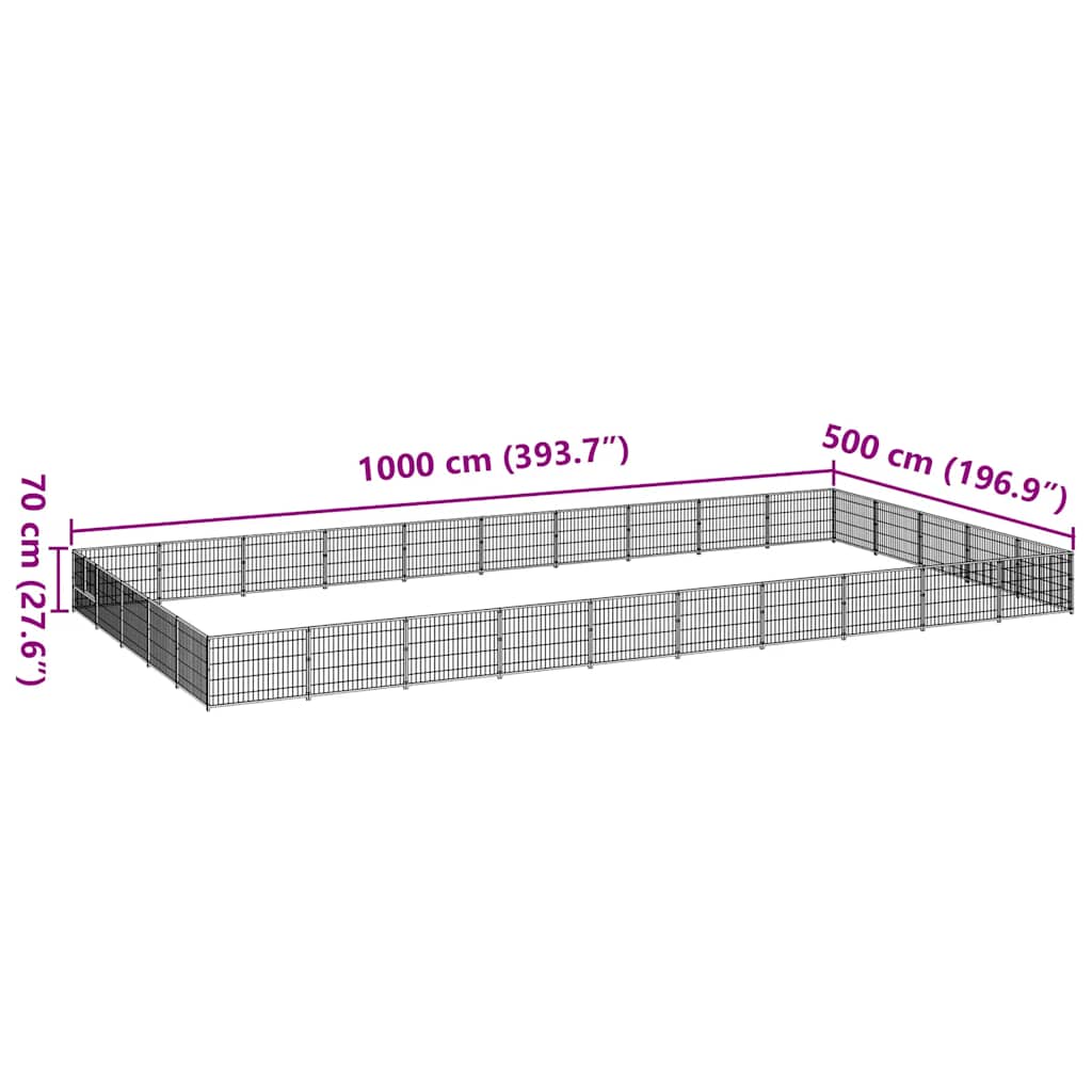 Hundezwinger Schwarz 50 m² Stahl