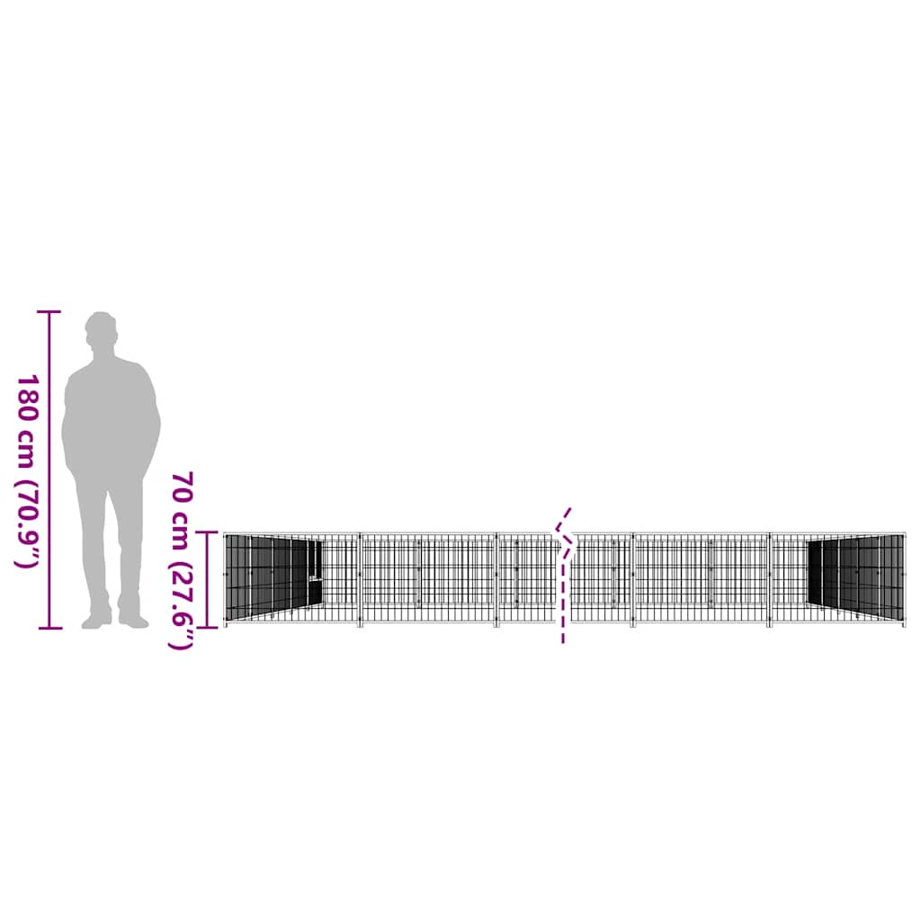 Hundezwinger Schwarz 50 m² Stahl