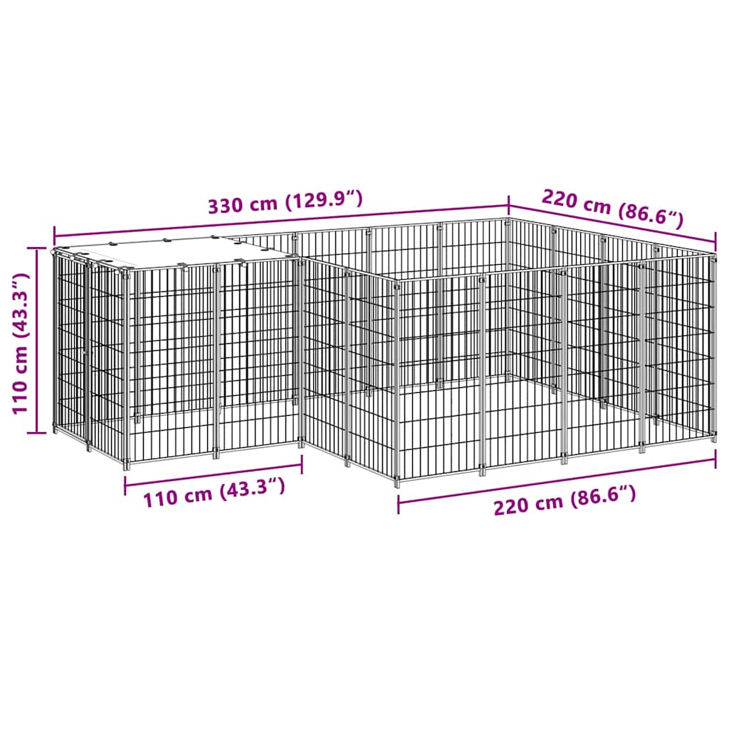 Hundezwinger Schwarz 6,05 m² Stahl