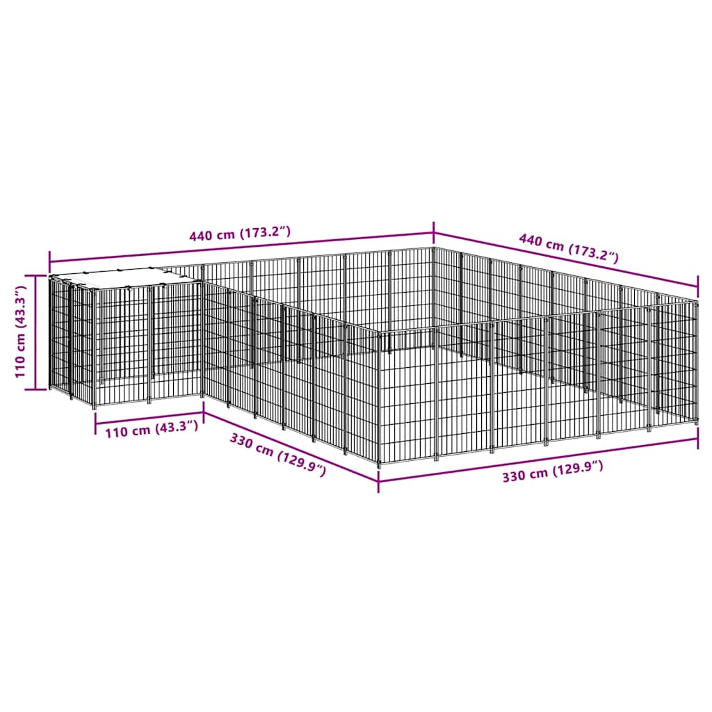 Hundezwinger Schwarz 15,73 m² Stahl