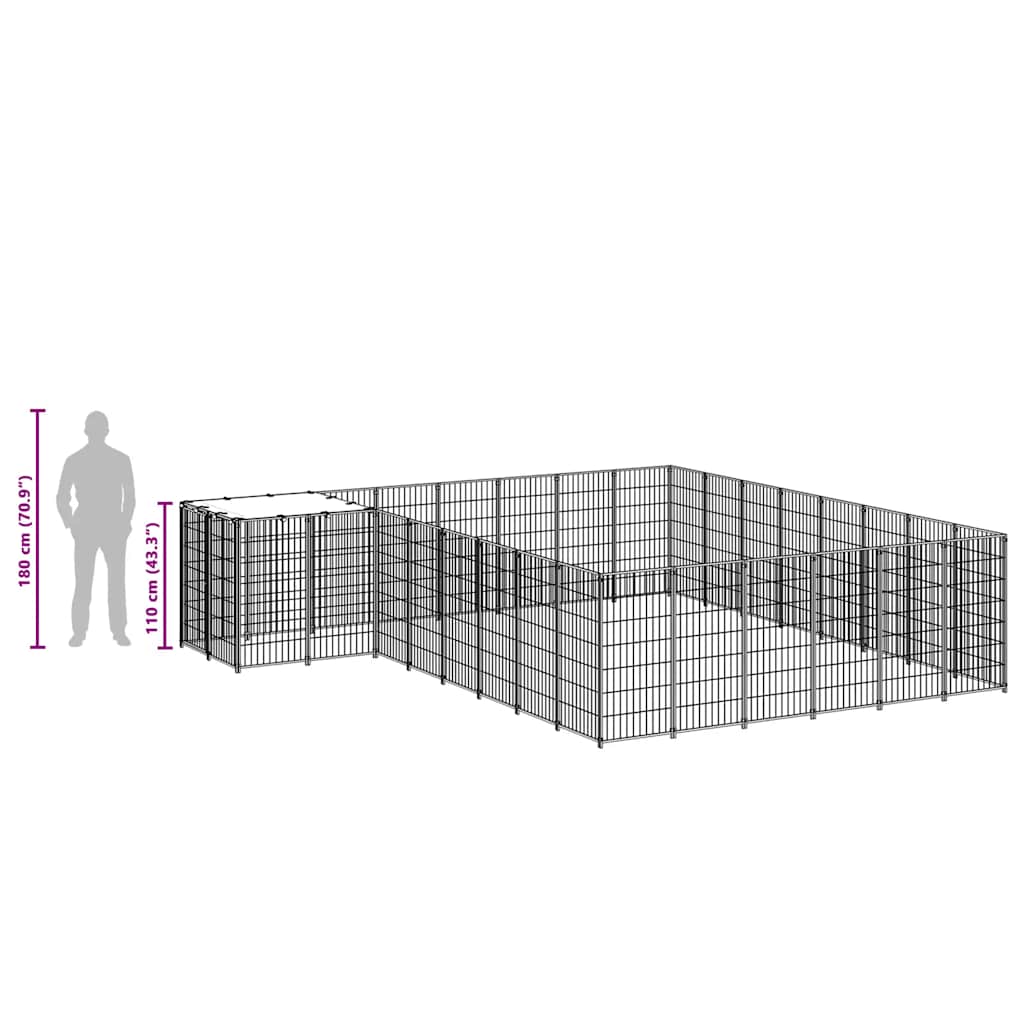 Hundezwinger Schwarz 15,73 m² Stahl