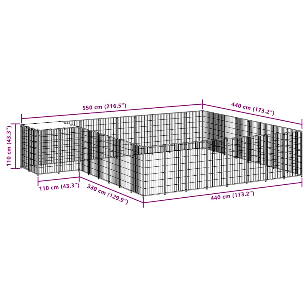 Hundezwinger Schwarz 20,57 m² Stahl