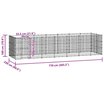 Outdoor-Hundezwinger mit Überdachung Stahl 16,94 m²