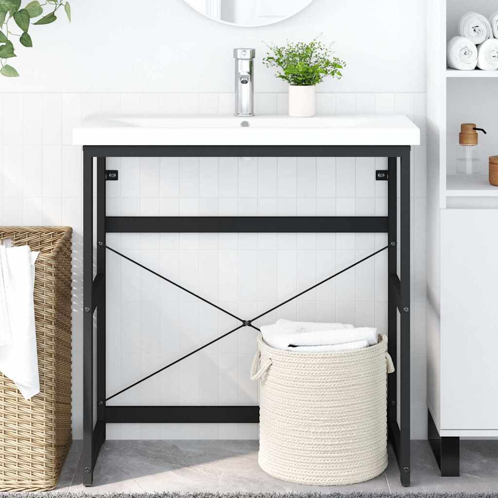 Badezimmer Waschtischgestell Schwarz 79x38x83 cm Eisen