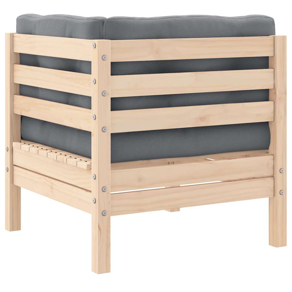 Garten-Ecksofa mit Kissen in Grau Massivholz Kiefer
