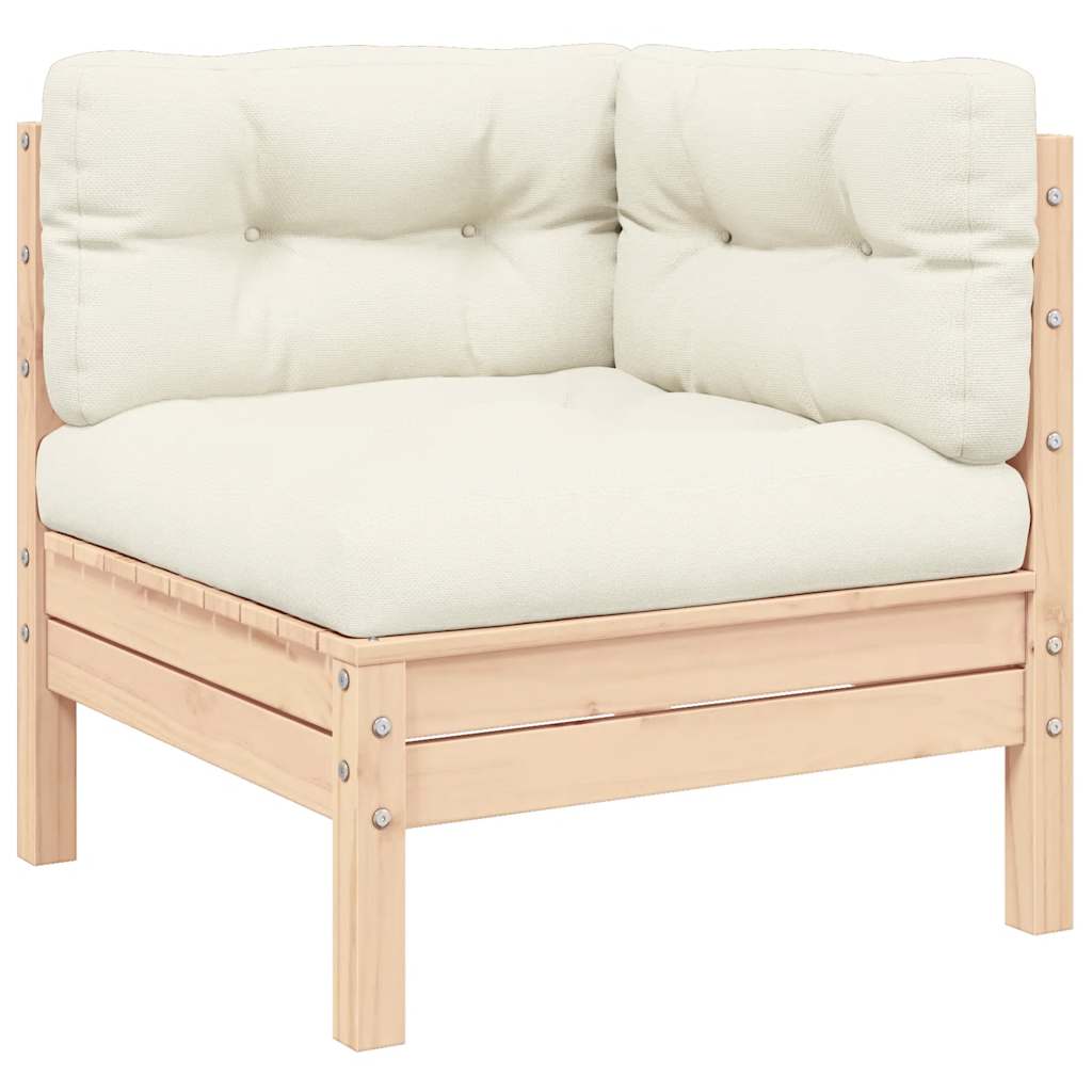 Garten-Ecksofa mit Kissen in Creme Massivholz Kiefer