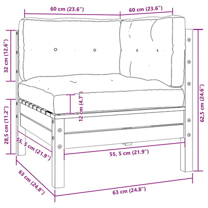 Garten-Ecksofa mit Kissen Weiß Massivholz Kiefer